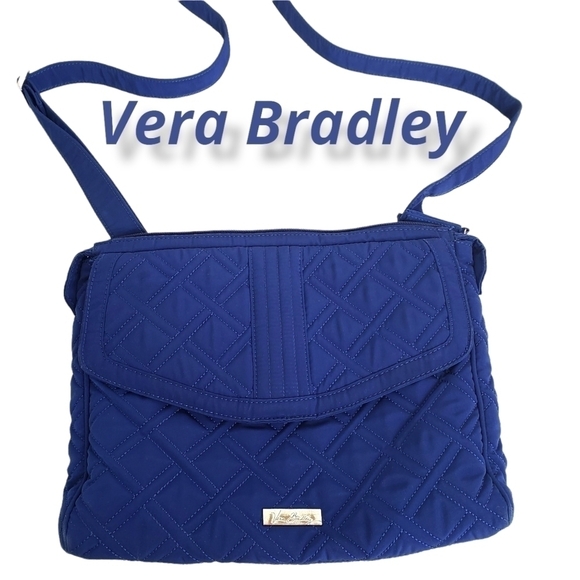 Vera Bradley Handbags - Vera Bradley Navy Quilted Crossbody Or Shoulder Bag GUC